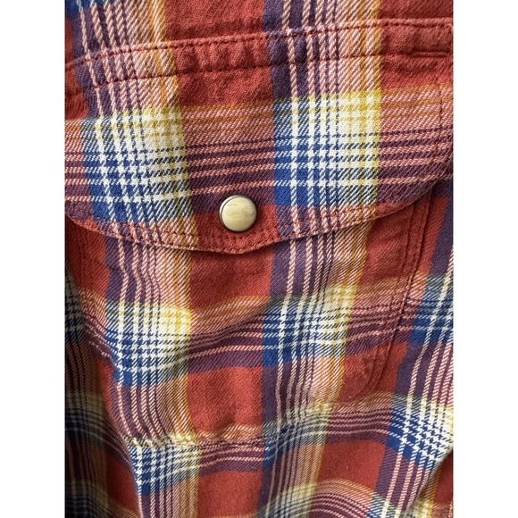 Lucky Brand Snap Button Up Women's Med Western Classic Fit Red Plaid w/ Pockets - Picture 3 of 11